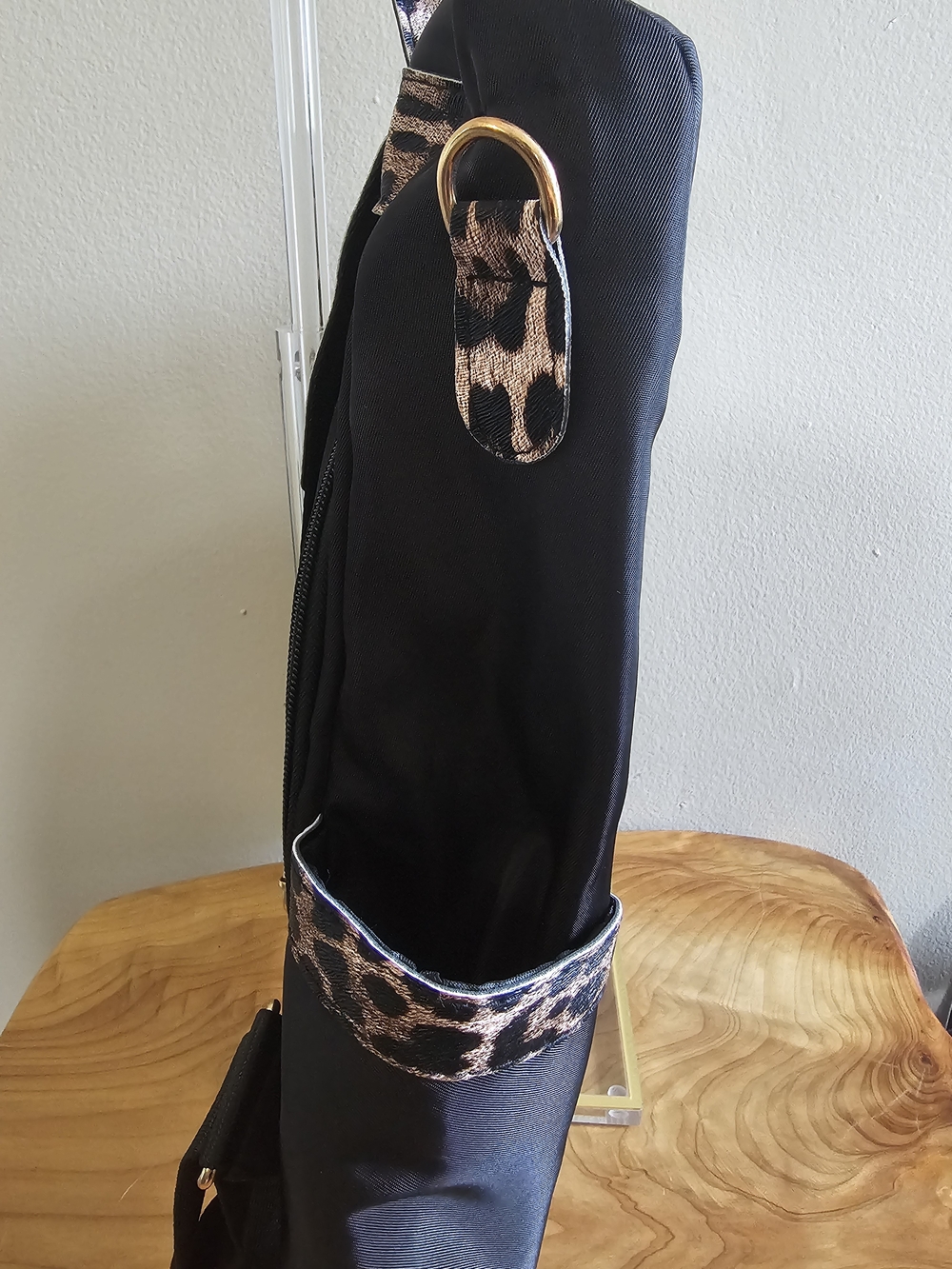 Leopard Accent Black Women's Backpack Bag NWOT - Picture 3 of 8
